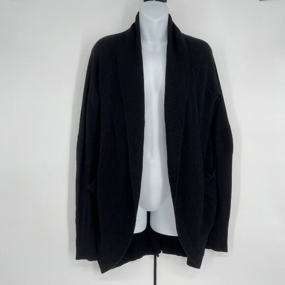 Lululemon Black Drawstring Ruched Back Open Cardigan Size 6 - Picture 3 of 7